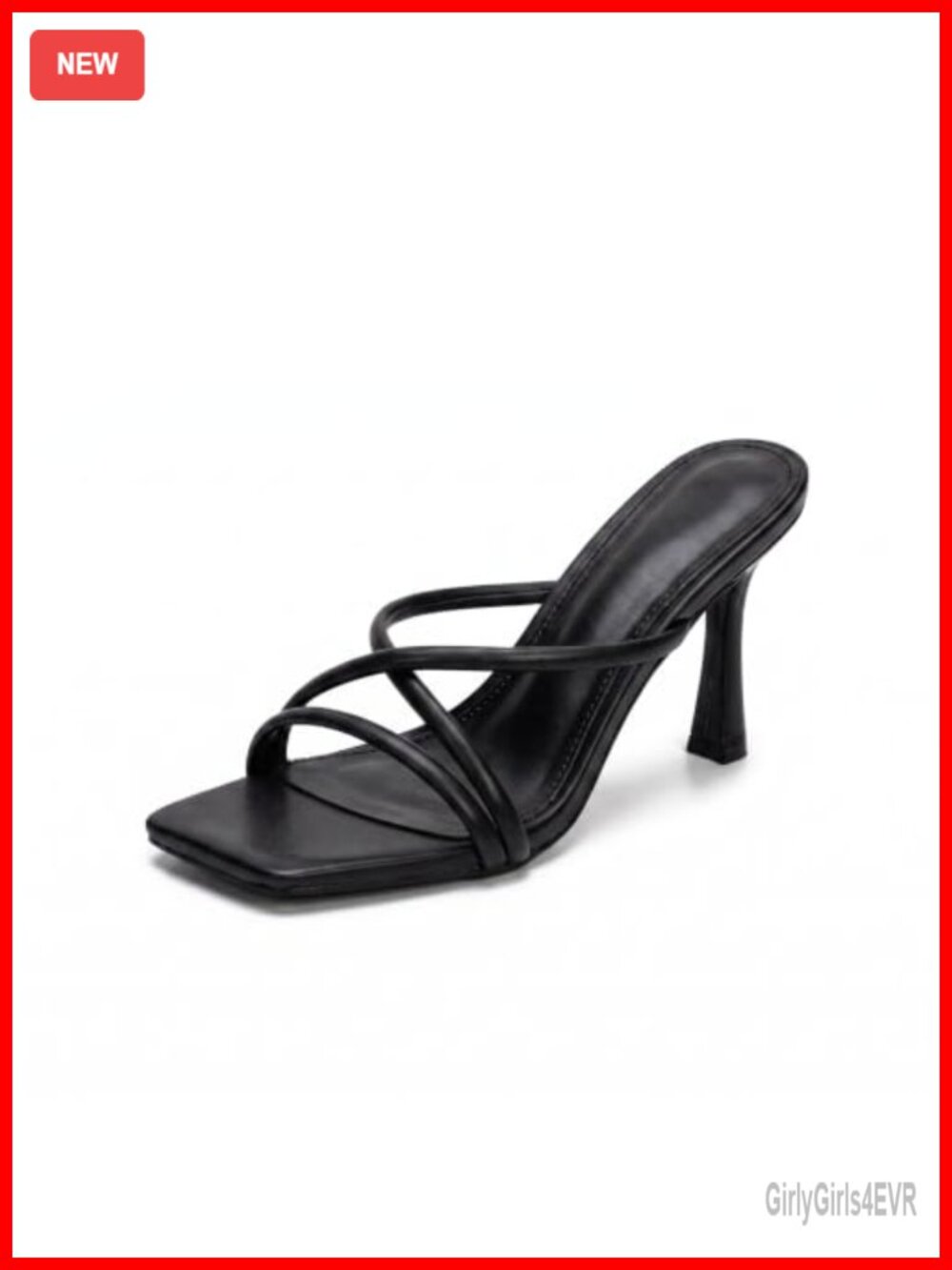 Kitten Heel Square Toe Strappy Slip On High Heels Sandals